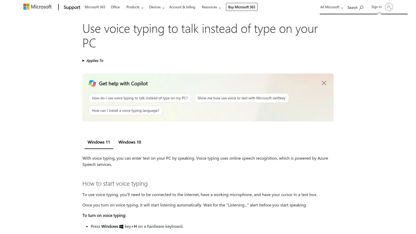 Windows Voice Typing